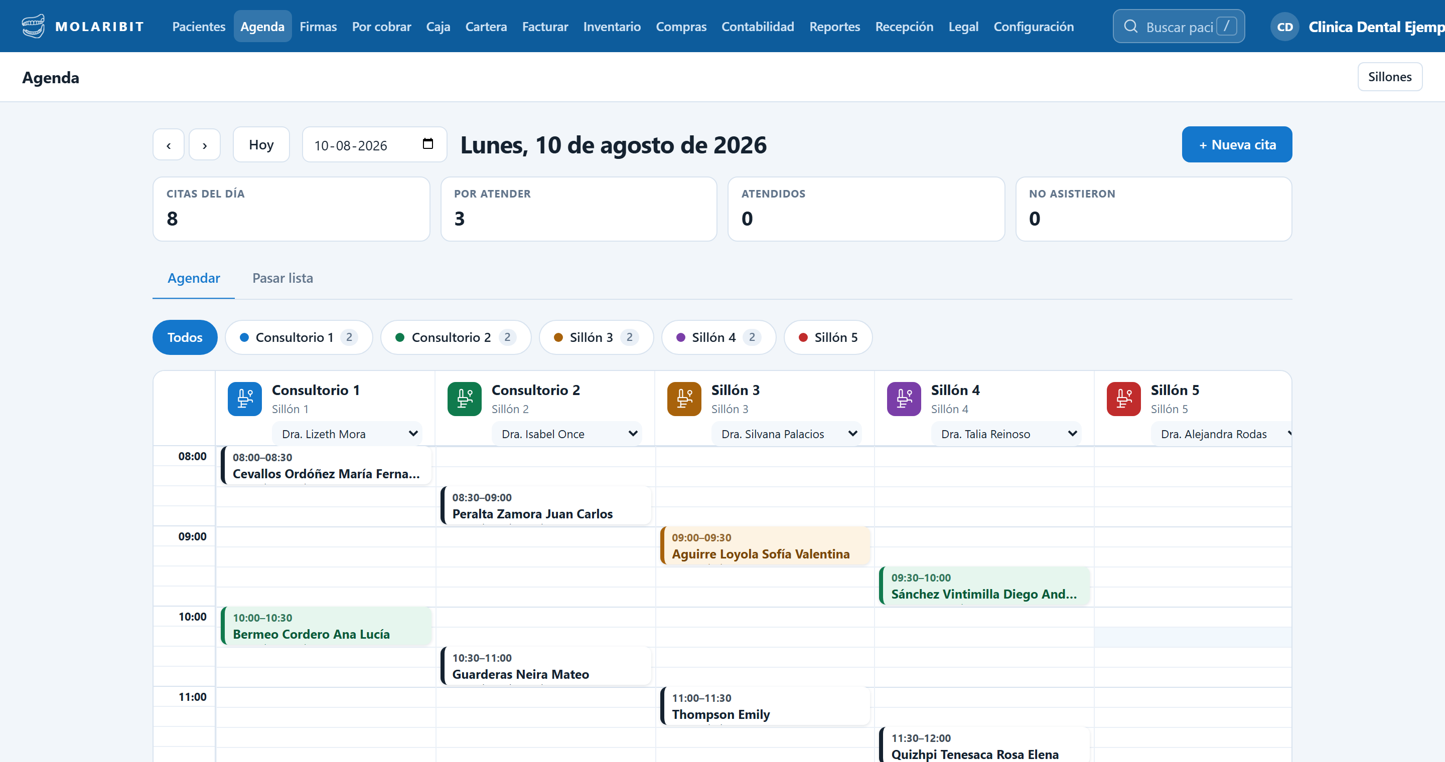 Agenda por sillones